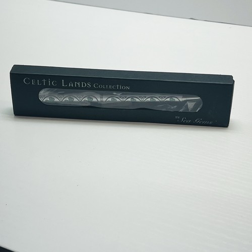 Celtic Lands Collection 3 Blatt Kleeblatt Stift von Meer Edelsteine Silber Metall mit Box GETESTET - Bild 1 von 6