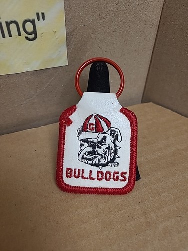 Portachiavi VINTAGE Georgia Bulldog calcio pelle cucito *VEDI FOTO - Foto 2 di 5