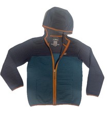 LL Bean Kids Airlight Hoodie Medium 10-12 Full Zip Colorblock Navy Teal Jacket