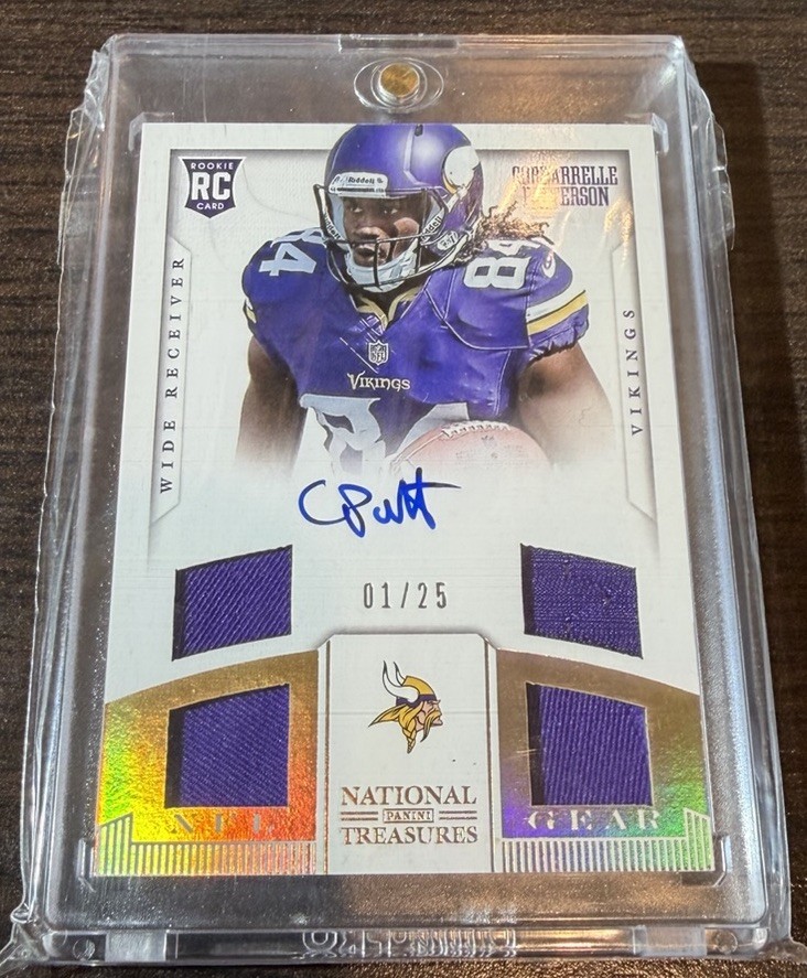2013 Panini National Treasure Quad Relic Auto Rookie 1/25 Cordarrelle Patterson