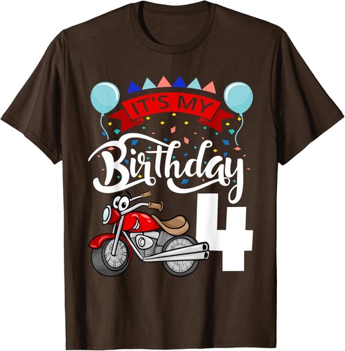 It`s My Birthday Party 4 Themed Motorcycle Birthday T-Shirt Hoodie - Picture 8 of 13