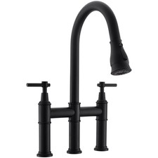 Bridge Kitchen Faucet with Pull Down Sprayer Matte Black