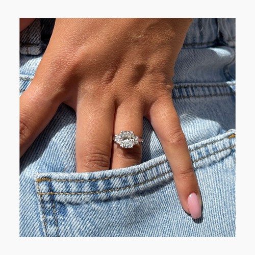 Diamant Ring Kissen IGI zertifiziert VS1 F 2,9 Karat Lab Created 14K Weißgold - Bild 4 von 16