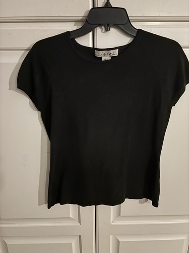 Top tejido manga corta JETAL negro cuello redondo 78 % mezcla seda talla grande - Imagen 1 de 5