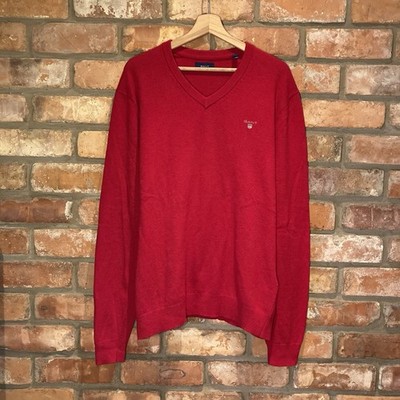Gant 80% Wolle V-Ausschnitt Pullover Pulli Gr. XL rot Strickpullover