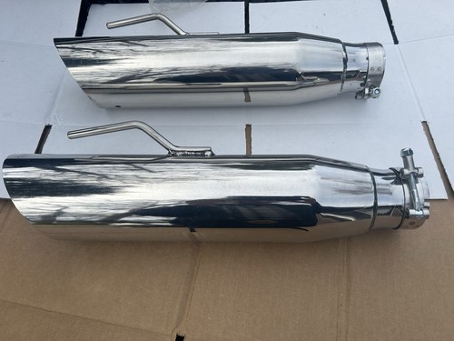 Bassani pair exhaust tips polished stainless steel NEW