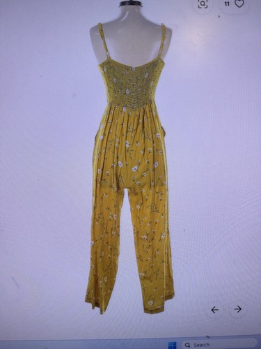 Old Navy Damen großer Jumpsuit gelb geblümt knöchelträgerlos Rouche Taschen - Bild 3 von 16