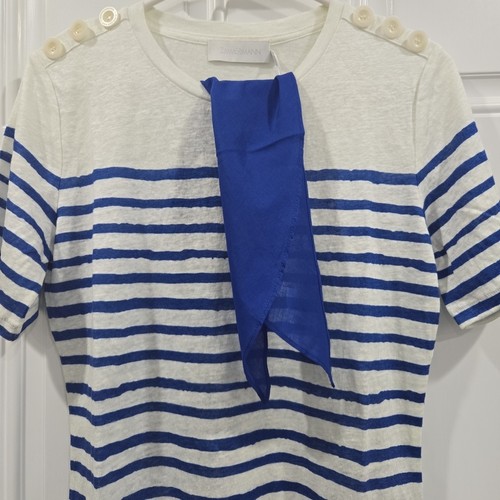 ZIMMERMANN Wylie Stripe Tee NWT US Size 6 AU Size 1 Blue - Picture 7 of 7