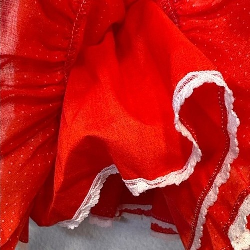 Vintage Mädchen Bryan rot weiß gepunktet Spitze Rüschenkragen Weihnachtskleid Größe 2T - Bild 8 von 10
