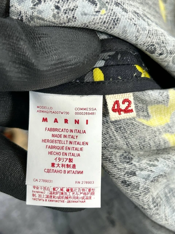 Marni Dress Womens It 42 Us 6 Black Yellow Floral Wool Blend - Image 4 of 4