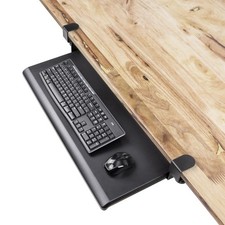 Under Desk Keyboard Tray, Large 27.5" x 12.2" Slide-Out Clamp-On Drawer with ...