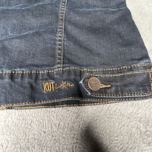 Kut From The Kloth Jean Jacket M Blue Amelia Trucker Button Up Dark Wash 3E - Picture 14 of 18