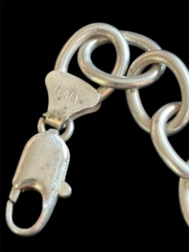 7.5” Sterling Silver Italian Bold Link Chain Bracelet Charm 925 - Picture 2 of 4