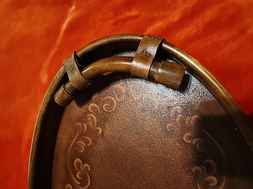 Vintage Ethan Allen Butler's Tray Wood With Leather Handles Oval - Bild 2 von 9