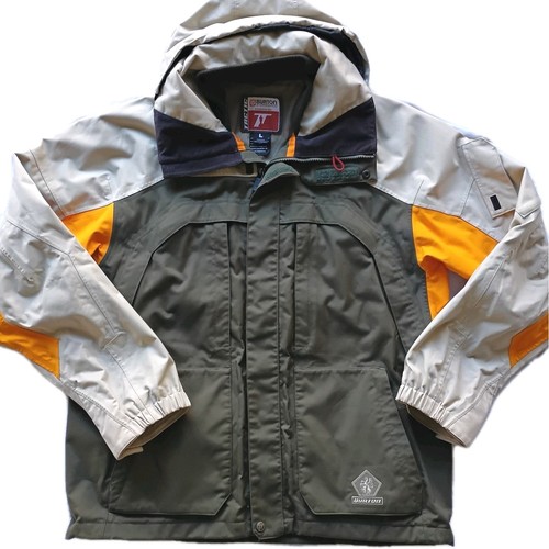 Burton Tactic Snowboardjacke Herren L oliv khaki gelb wasserdicht Kapuze Ski