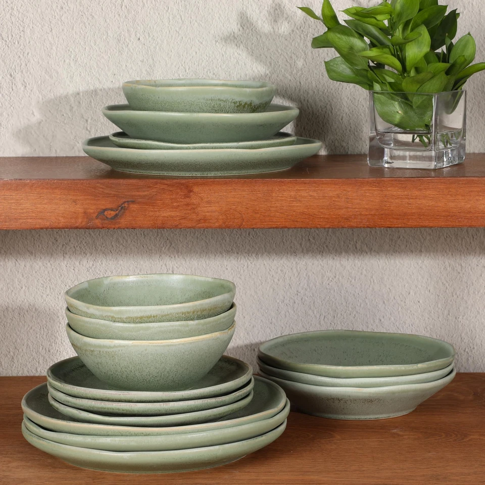 Island Cove 16 Piece (Service for 4) Plates and Bowls Reactive Glaze Organic ... - Image 3 of 4