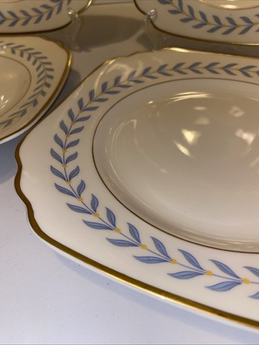 Quadratische Teller Sherwood Blauer Lorbeer Alt Elfenbein Syrakus Porzellan 8" 4er Set - Bild 8 von 8