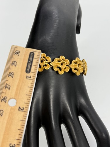 Vintage Crown Trifari Gold Tone Panel Bracelet Abstract Design Estate - Picture 4 of 8