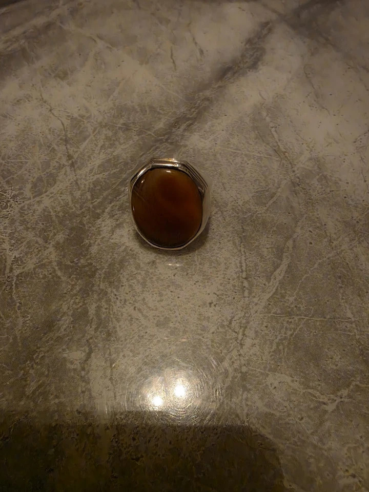 Elegant Handmade Yemeni Aqeeq Ring Red Natural Agate Stone Jewelry - Image 2 of 4