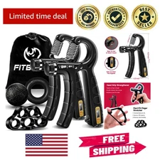 Ergonomic Hand Grip Strengthener Kit - 5 Pack with Counting Function and Spring