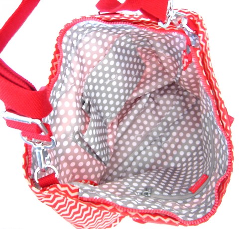 NWT Kipling Shopper Combo S Tote Bag With Mental Monkey Chevron Red C - Picture 11 of 12