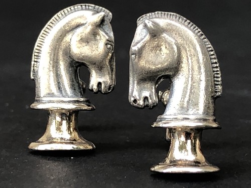 RARE superbe PAIRE BOUTONS DE MANCHETTE VINTAGE Cheval signés SWANK style HERMES - Bild 19 von 24