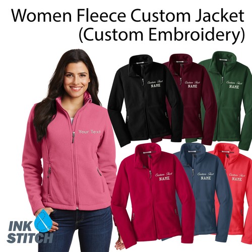 L217 Design Your Own Custom Logo Texts Stitching Slim Women Fleece Jackets - Picture 1 of 20