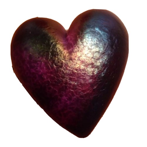RHAG Robert Held BLUE Art Glass Iridescent Heart Paperweight Signed,2 1/4" - Picture 4 of 4