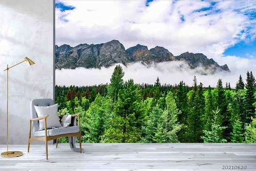 3D Mountain Forest Sky Landscape Self-adhesive Removeable Wallpaper Wall Mural - Picture 3 of 9