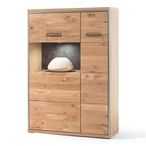Kombihighboard Espero Highboard Vitrine Ast-Eiche Bianco teilmassiv - Bild 5 von 9