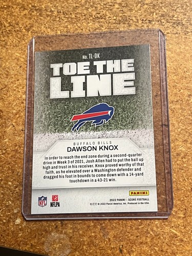 2022 Panini Score Football Toe the Line # TL-DK Dawson Knox - Picture 4 of 4
