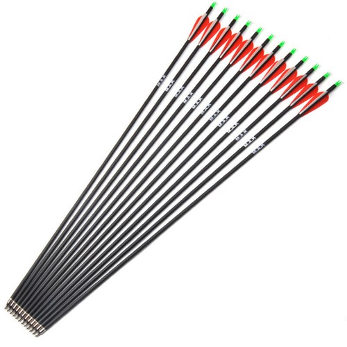 12Pcs 28 inch Archery Carbon Arrow Spine 500 For 40-60 lbs Compound/Recurve Bow - Picture 4 of 16