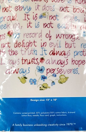2003 NOS Sealed Jay Lynn Needlecraft Kit "Love is Patient" Stamped Cross Stitch - Picture 4 of 7