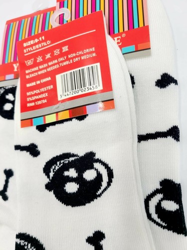 Yelete, 3 pair Skull/Bones Skull Socks Patterned / Color White /Black Size 9-11 - Picture 8 of 8