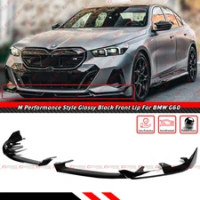 For 2024-2025 BMW G60 530i 540i i5 M Sport MP Style Gloss Black Front Bumper Lip