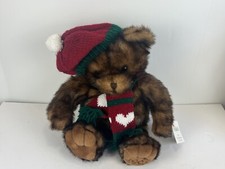 Dillards 2001 Christmas Bear Brown heart scarf Mink Plush