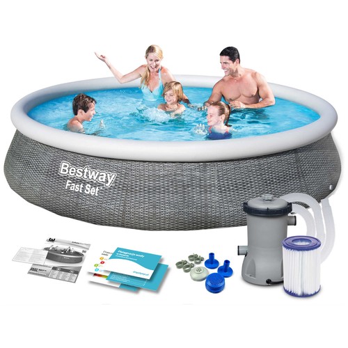 Bestway Quick Up Pool Gartenpool Schwimmbecken mit Filterpumpe 396x84cm - Bild 1 von 8