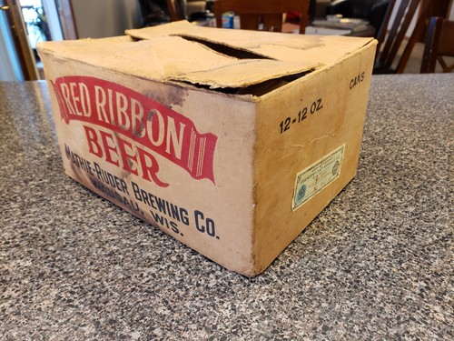 Wausau Mathie-Ruder Brewing Co CONE TOP Red Ribbon Beer Case 1953-55 ULTRA RARE - Picture 4 of 10