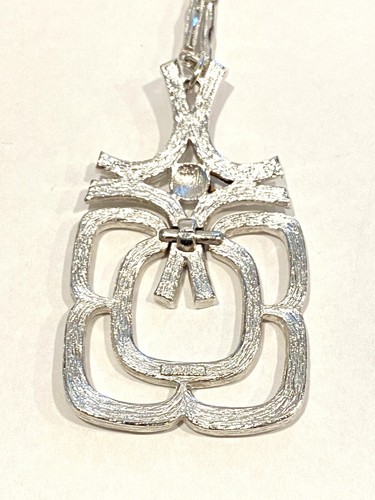 Vintage Avon Modernist Pendant Necklace Silver-Tone w/ Bar Link Chain - Picture 4 of 5