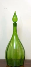 RARE!  Vintage Blenko Joel Meyers Green  Glass Decanter w/Stopper 24"  tall  