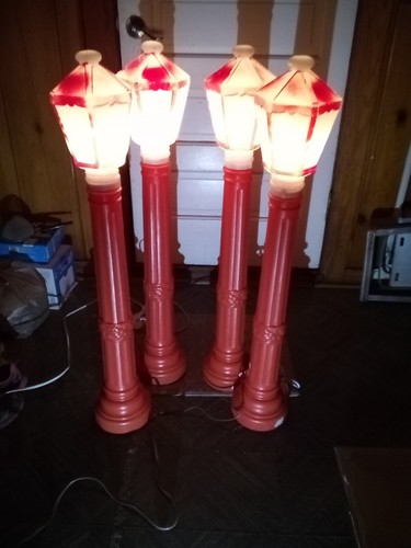 Empire Blow Mold Christmas Lantern Lamp Post Candle Light 1969 39" Set of 4 - Picture 23 of 24