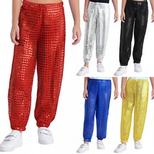 Unisex Kid Boys Girls Sequins Dance Pants Hip hop Jazz Stage Performance Trouser