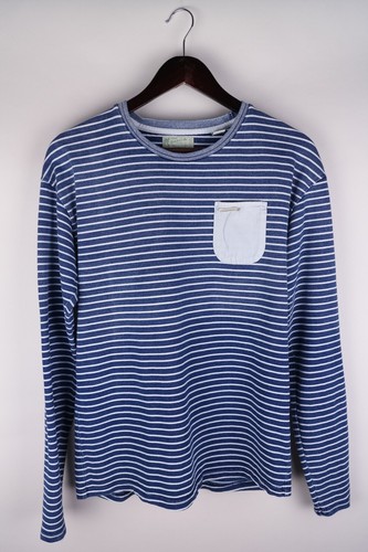 Scotch & Soda Men Sweatshirt Casual Blue Striped Pullover Cotton size M Scotch & Soda Men Sweatshirt Casual Blue Striped Pullover Cotton size M