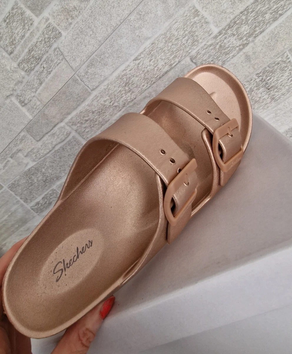 Skechers gold sandals hot sale