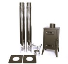 small log wood burner  multifuel stove stainless pipes, man cave shed boat FS
