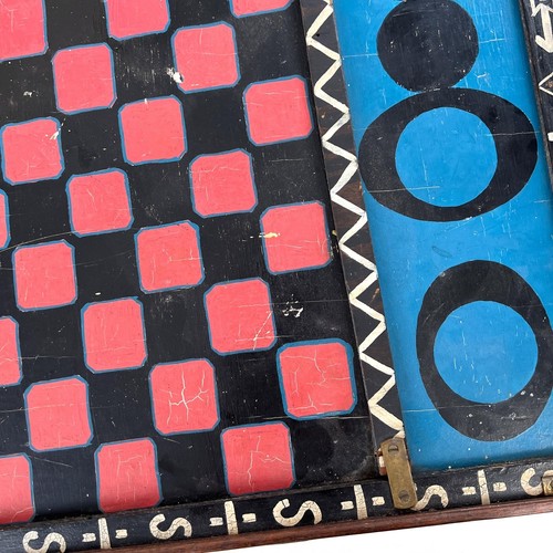 Antique 1920s Double-Sided African American Folk Art Chess Parcheesi Game Board - Picture 3 of 10