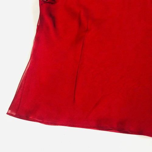 Jacques Vert Dark Red Chiffon Short Sleeve Blouse Top Size UK 16 - Picture 9 of 11