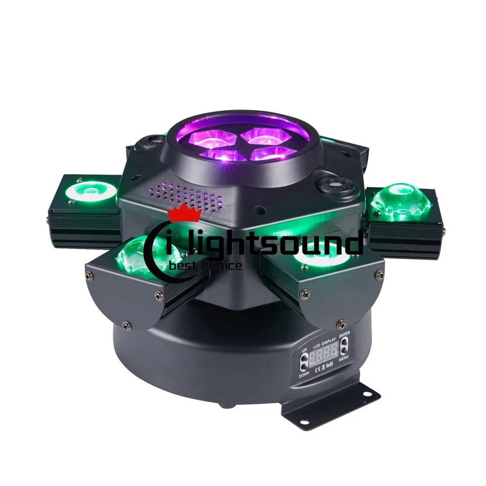 RGBW 6 Arms Bee Eye 10 LED Moving Head Light Beam Laser Stage Light DMX DJ KTV - Image 3 of 4