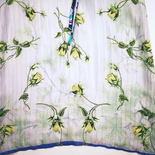 Planet blue Claudette 100% Silk Midi Dress Watercolor Art To Wear Sz L Bead $264 - Picture 5 of 11