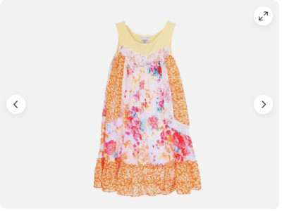 JONA MICHELLE Girls Sundress Chiffon Floral Striped Lace (ORANGE/YELLOW 7)NWT